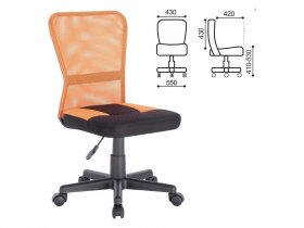 Кресло компактное BRABIX Smart MG-313, без подлокотников, комбинированное, черное/оранжевое в Раисино - raisino.mebel-nsk.ru | фото
