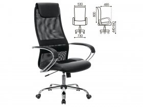 Кресло офисное BRABIX PREMIUM Stalker EX-608 CH, хром, ткань-сетка/кожзам, черное в Раисино - raisino.mebel-nsk.ru | фото