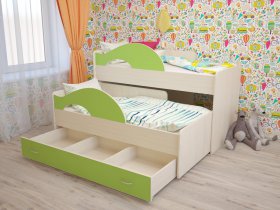 Кровать детская двухуровневая Радуга 80*160 в Раисино - raisino.mebel-nsk.ru | фото