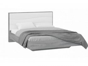 Кровать двуспальная 1,6 м «Миранда» Тип 1 (Дуб Гамильтон/Белый глянец) в Раисино - raisino.mebel-nsk.ru | фото