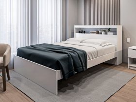 Кровать двуспальная 1,6м Бруклин СБ-3356 (белый) в Раисино - raisino.mebel-nsk.ru | фото