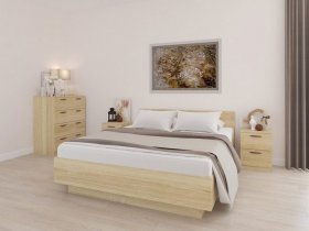 Кровать двуспальная Мебелевс 1,6 м (дуб сонома) в Раисино - raisino.mebel-nsk.ru | фото