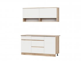 Кухонный гарнитур 1,6м Брауни (дуб делано/белый) в Раисино - raisino.mebel-nsk.ru | фото
