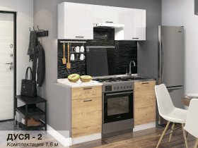 Кухонный гарнитур Дуся 1,6 м (белый глянец/дуб бунратти) в Раисино - raisino.mebel-nsk.ru | фото