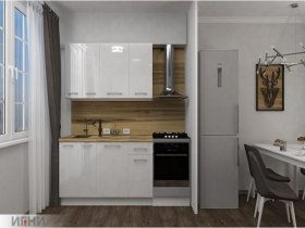 Кухонный гарнитур МДФ Выгодно и точка 1,5 м (белый глянец) в Раисино - raisino.mebel-nsk.ru | фото