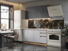 Кухонный гарнитур Ника 1,6 м (графит/серый софт) в Раисино - raisino.mebel-nsk.ru | фото