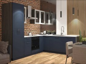Модульная кухня Глэдис (тёмно-синий софт/корпус анкор темный) в Раисино - raisino.mebel-nsk.ru | фото