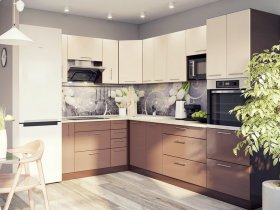Модульная кухня Классика (ваниль/шоколад) в Раисино - raisino.mebel-nsk.ru | фото