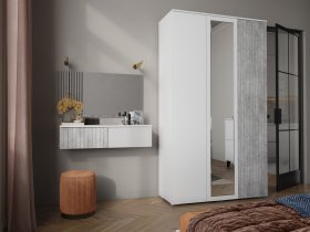 Модульная спальня Ливерпуль (белый/бетон светлый) в Раисино - raisino.mebel-nsk.ru | фото
