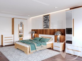 Модульная спальня Валирия (дуб крафт золотой/белый глянец) в Раисино - raisino.mebel-nsk.ru | фото