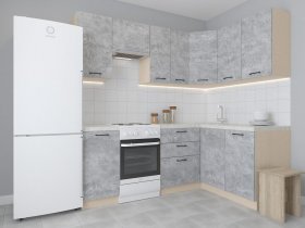 Модульная угловая кухня 1,4м*2,1м Лада (цемент) в Раисино - raisino.mebel-nsk.ru | фото