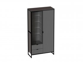 Шкаф 2 дв 2 ящ Нора (металл бруклин/графит) (гостиная) в Раисино - raisino.mebel-nsk.ru | фото