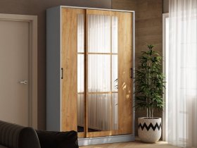 Шкаф-купе 1,4м «Стиль-2» (белый/дуб крафт золотой) в Раисино - raisino.mebel-nsk.ru | фото