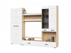 Стенка ГС-01 Либерти (дуб сонома/белый глянец) в Раисино - raisino.mebel-nsk.ru | фото
