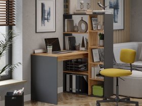 Стол письменный тип 16 (дуб крафт золотой/графит серый) в Раисино - raisino.mebel-nsk.ru | фото