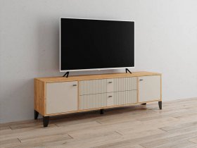 Тумба под ТВ Парус-10 (дуб крафт золотой/сантьяго софт) в Раисино - raisino.mebel-nsk.ru | фото