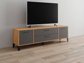 Тумба под ТВ Парус-13 (дуб крафт золотой/графит серый) в Раисино - raisino.mebel-nsk.ru | фото